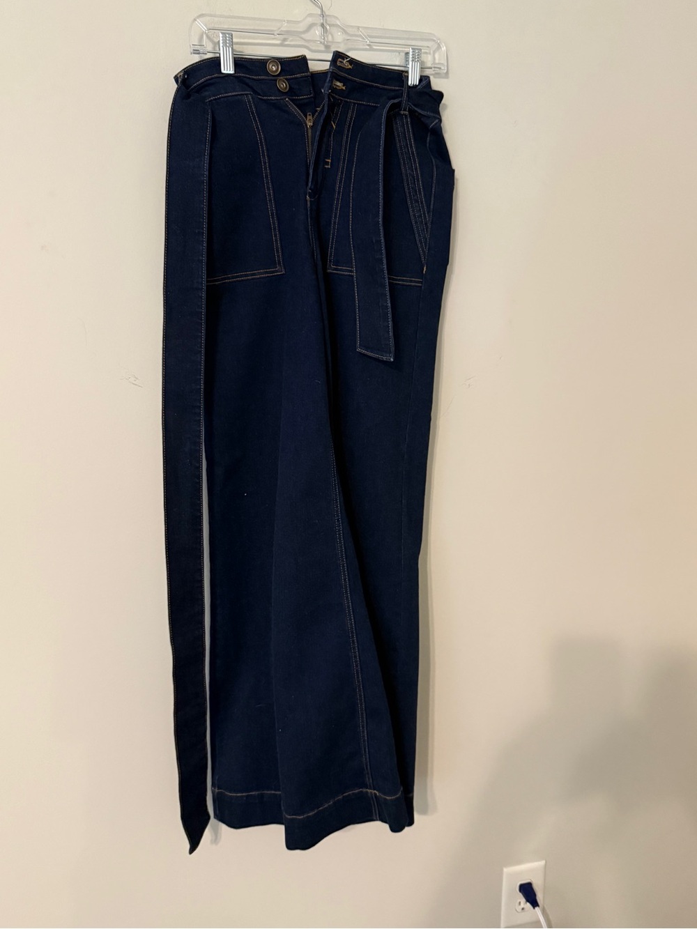NWOT - A Loves A Dark Blue wide leg Bootcut Jeans with Waist Tie